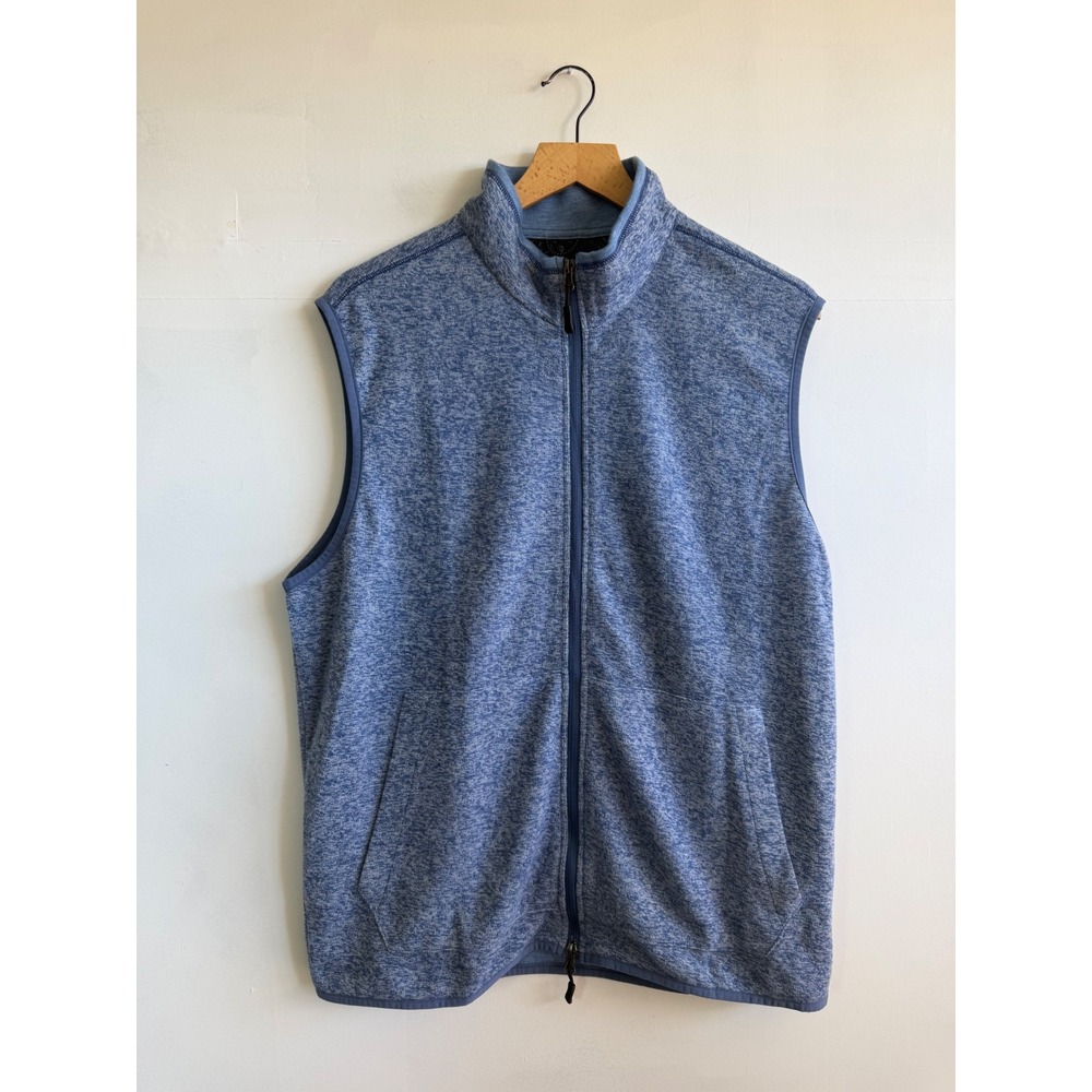 Robert Graham Mens XL Blue Heathered Knit Full Zip Vest Classic Fit Floral Line